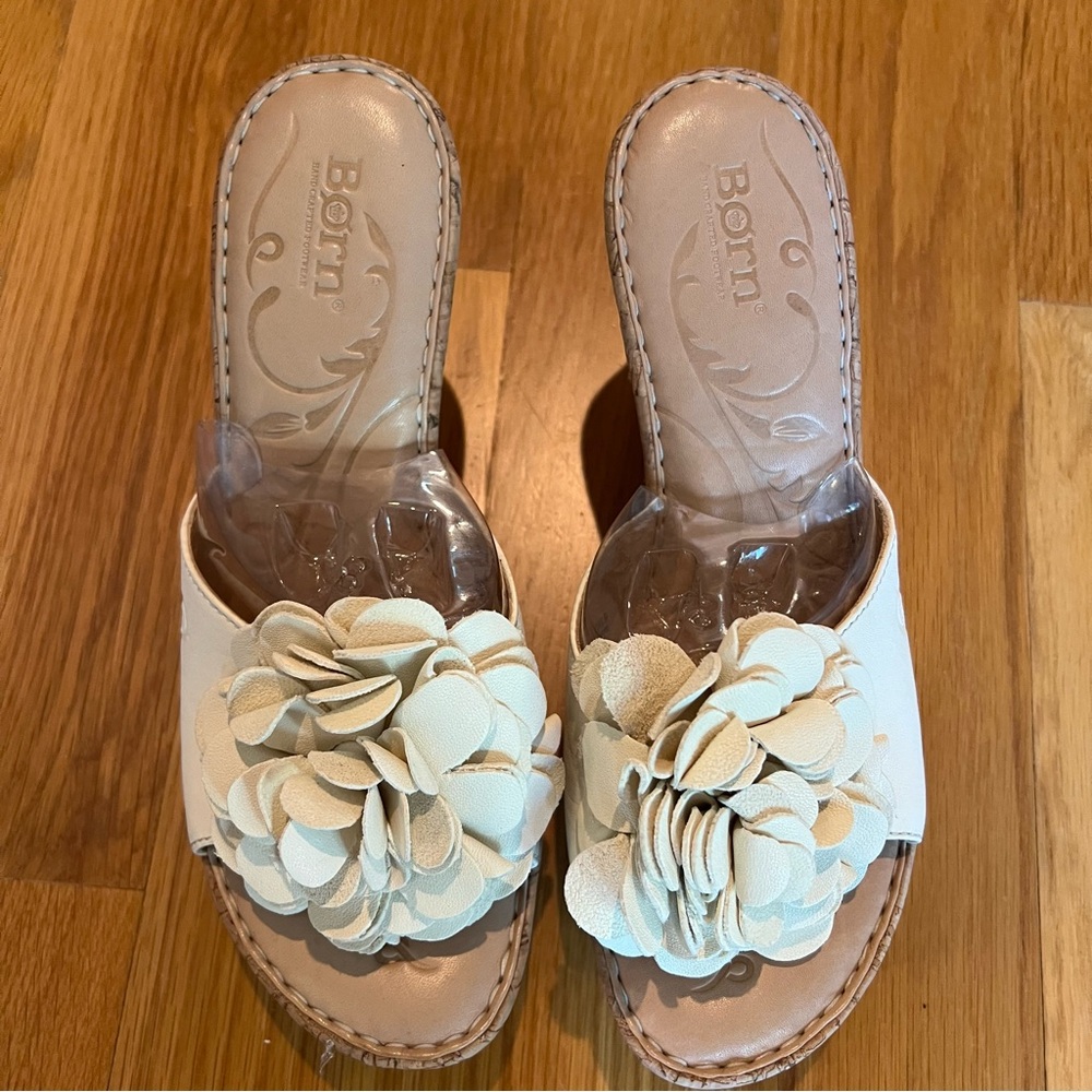Women's Cream Floral Slide Sandals